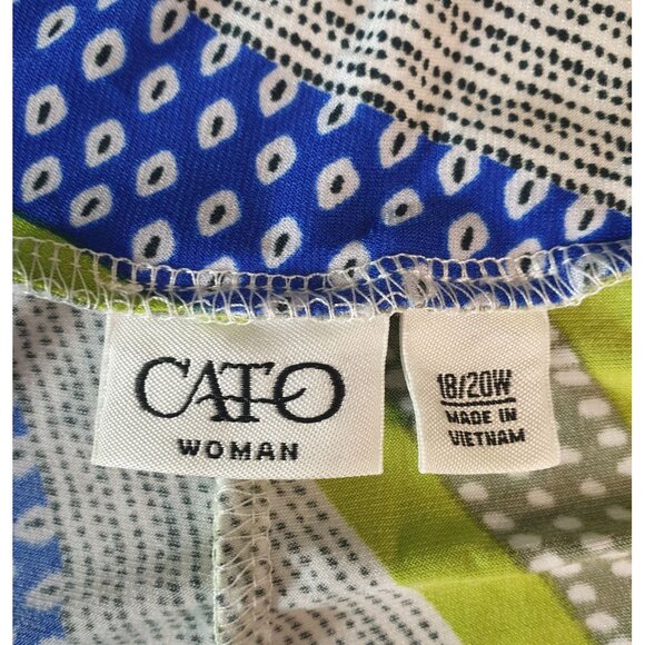 Cato Woman Palazzo Pants 18/20W Green Blue Printed Flowing Stretch Comfy Cottage - Picture 4 of 7